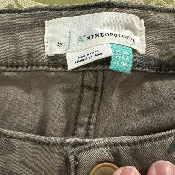 Anthropologie Camo Cropped Cargo Pants Embroidered Detail, Size 16W, New w/ Tag - Picture 6 of 10